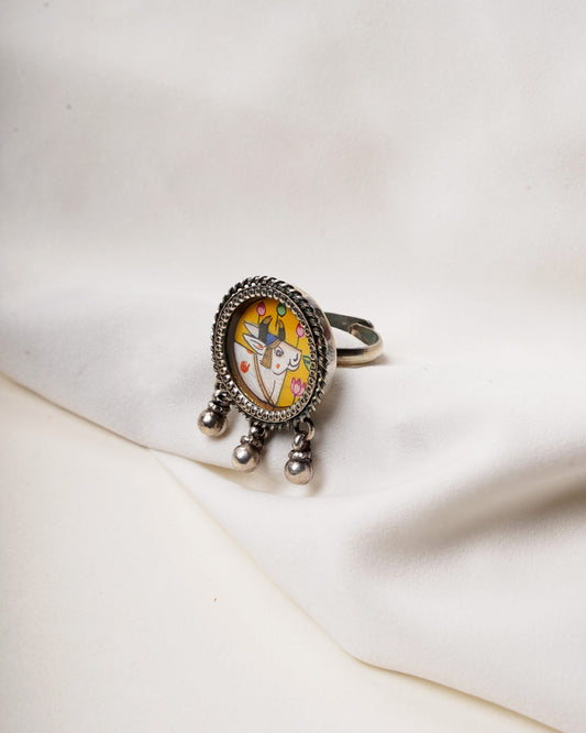 925 Silver Ring| Silver Nandi Hasthkala Ring