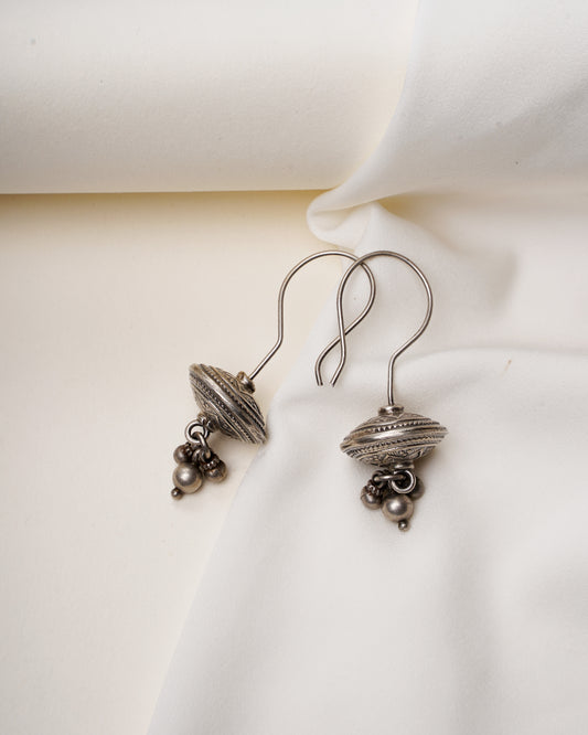 925 Silver Earrings| Silver Curved Hook Ball Earrings