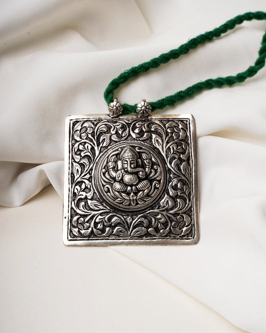 925 Silver Pendant|Noor Chitai Ganpati 925 Silver Pendant