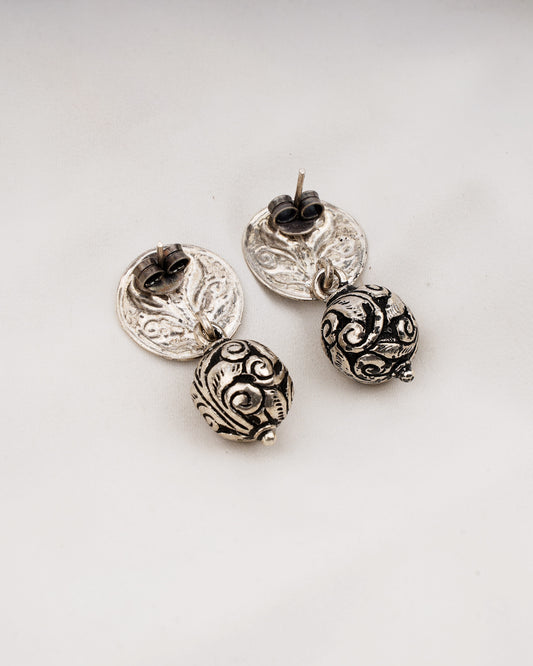 925 Silver Earrings| Silver Noor Chittai Ball Bead Earrings