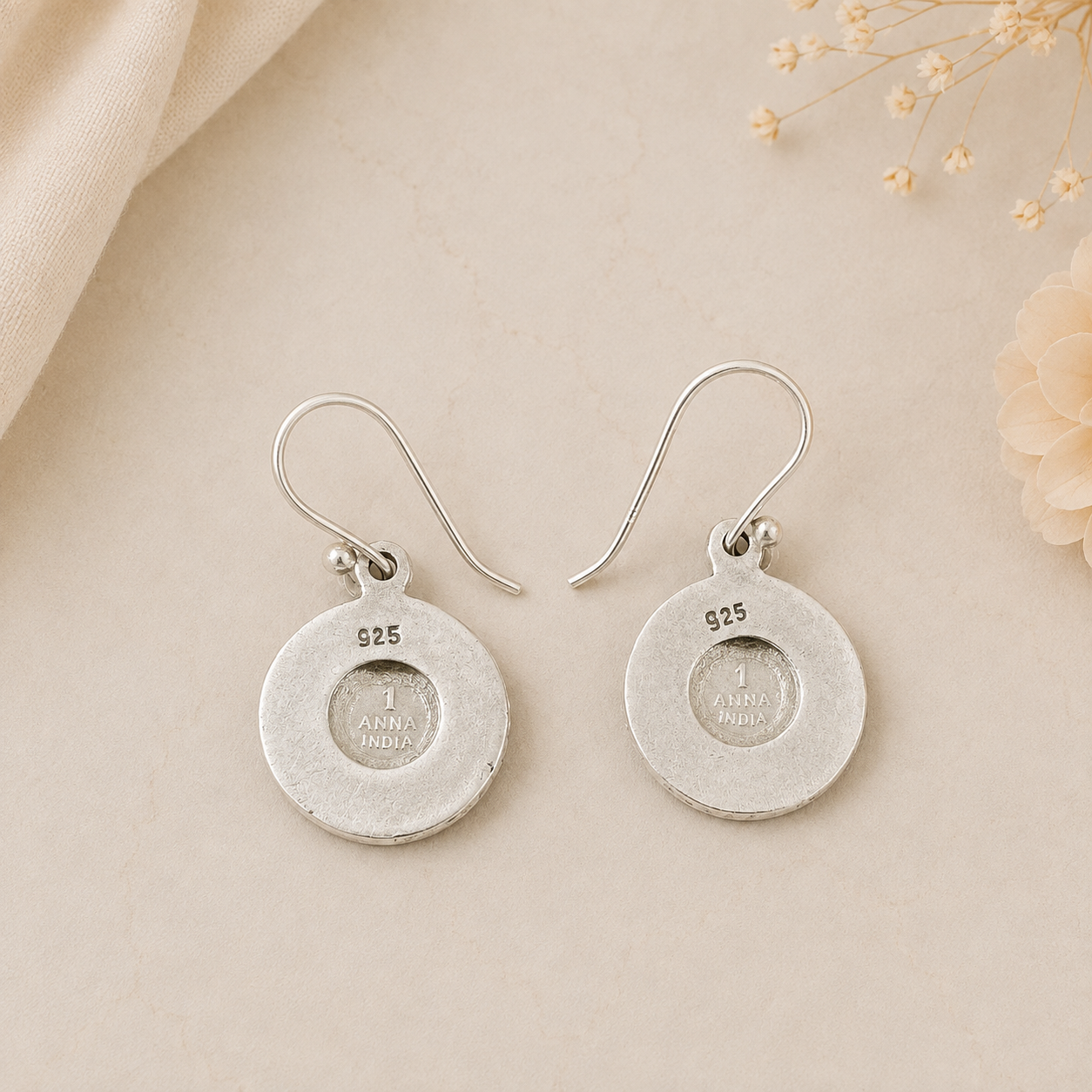 925 Sterling Silver Victorian Coin Drop Earrings