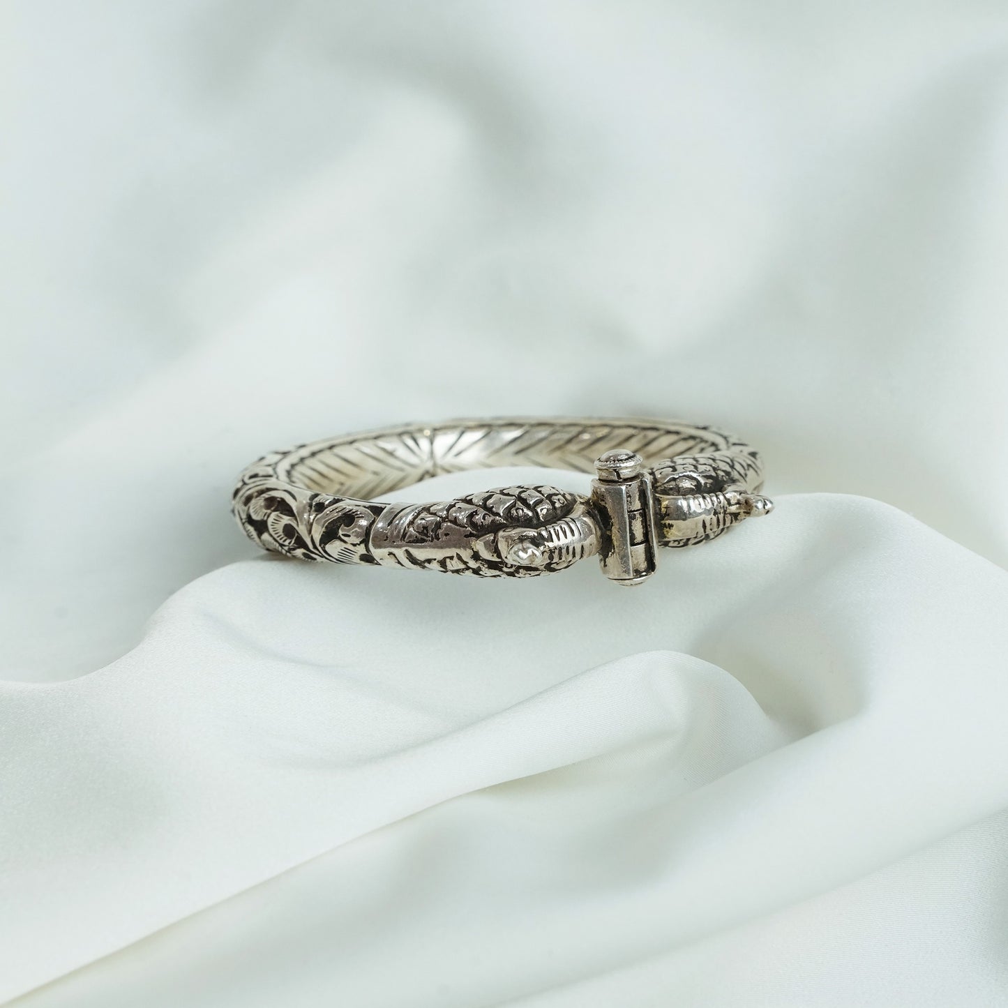 925 Silver Bangle| Peacock Design Openable Kada Bangle
