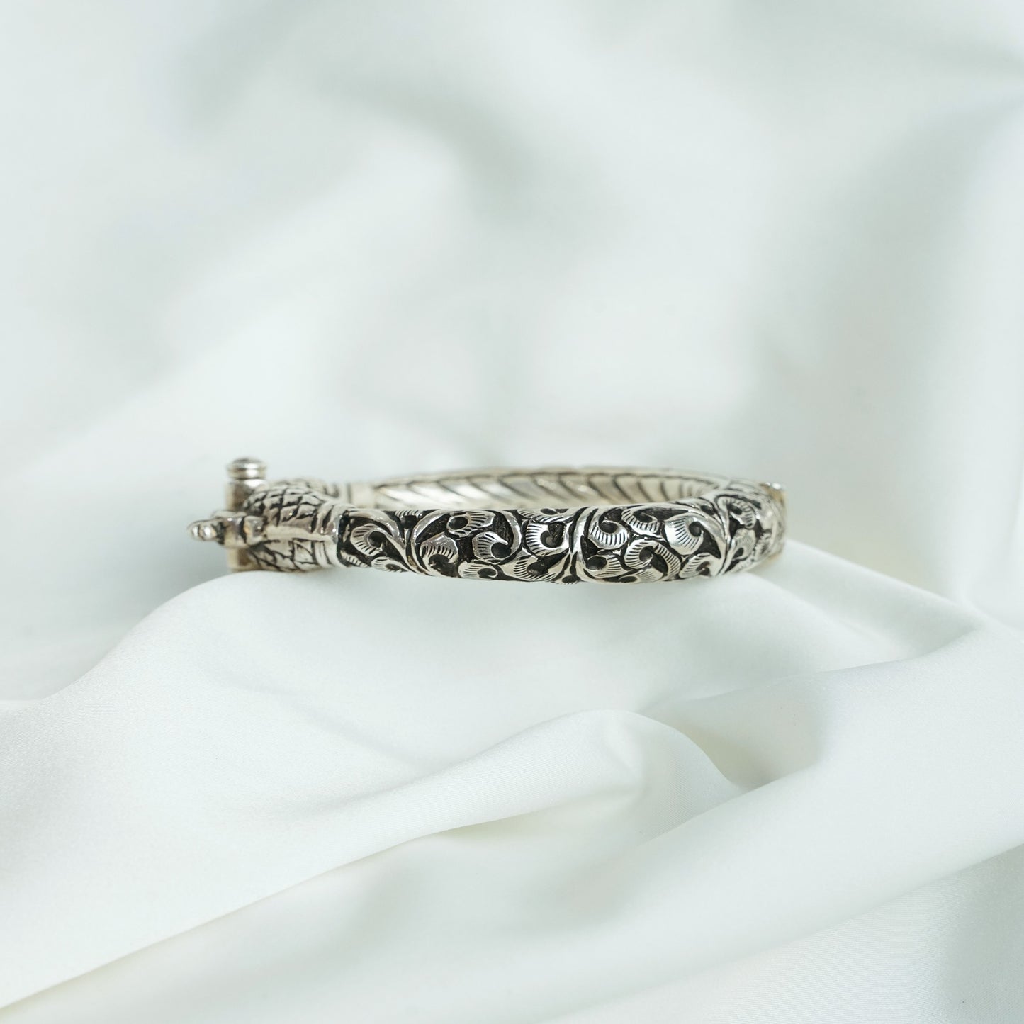 925 Silver Bangle| Peacock Design Openable Kada Bangle