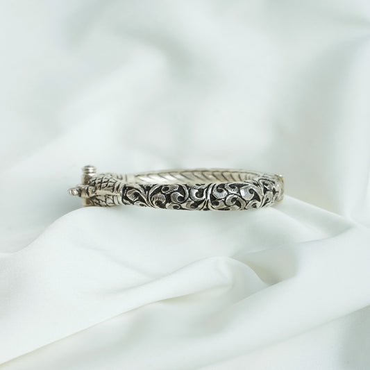 925 Silver Bangle| Peacock Design Openable Kada Bangle