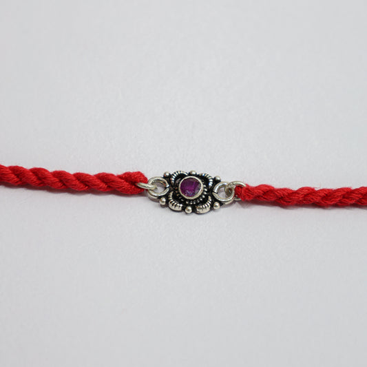 925 Silver Rakhi| Silver Royal Amethyst Rakhi