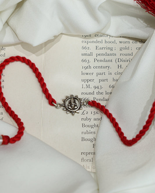 925 Silver Rakhi| Silver Ganpati Sunflower Rakhi