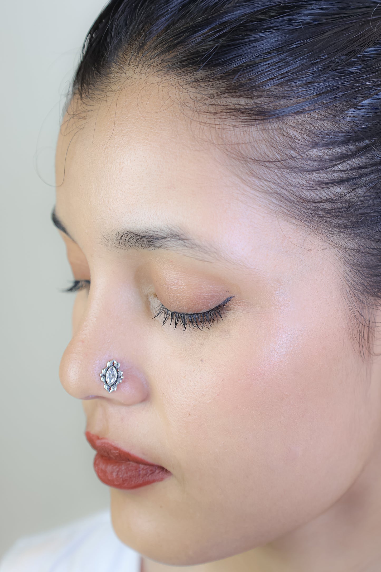 925 Silver Nosepin| Nazakat Silver Zircon Nosepin( Wire)