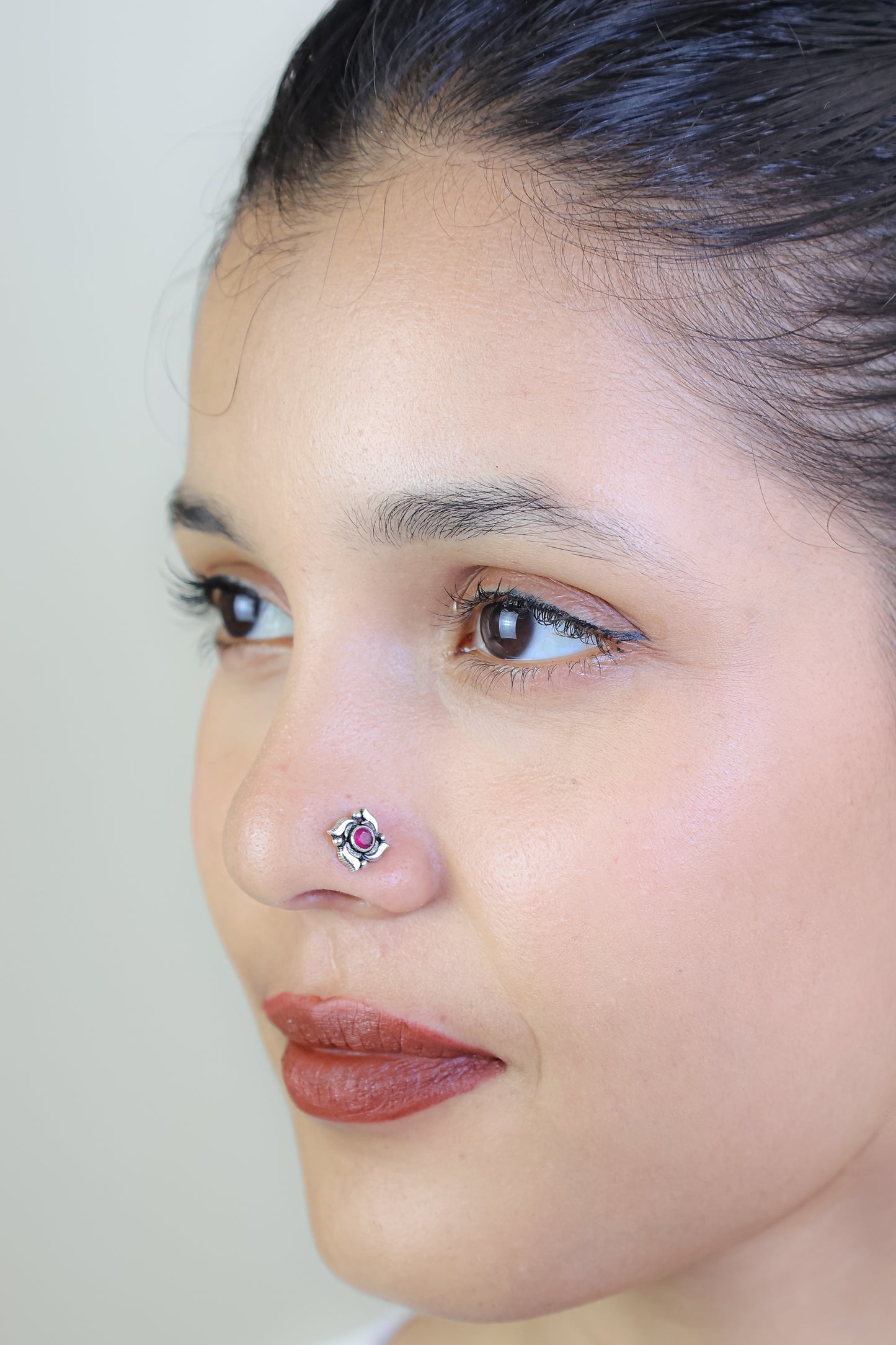 925 Silver Nosepin| Nazakat Ruby Silver Nosepin