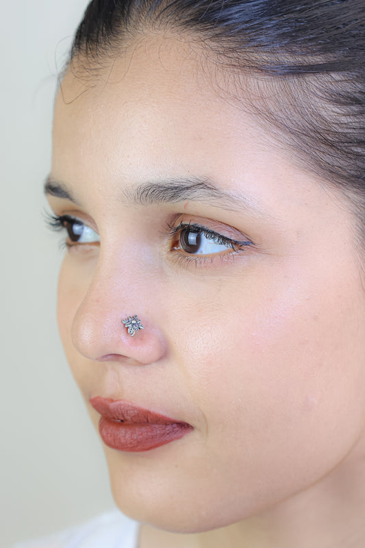 925 Silver Nosepin| Nazakat Snowflake Silver Nosepin( Wire)