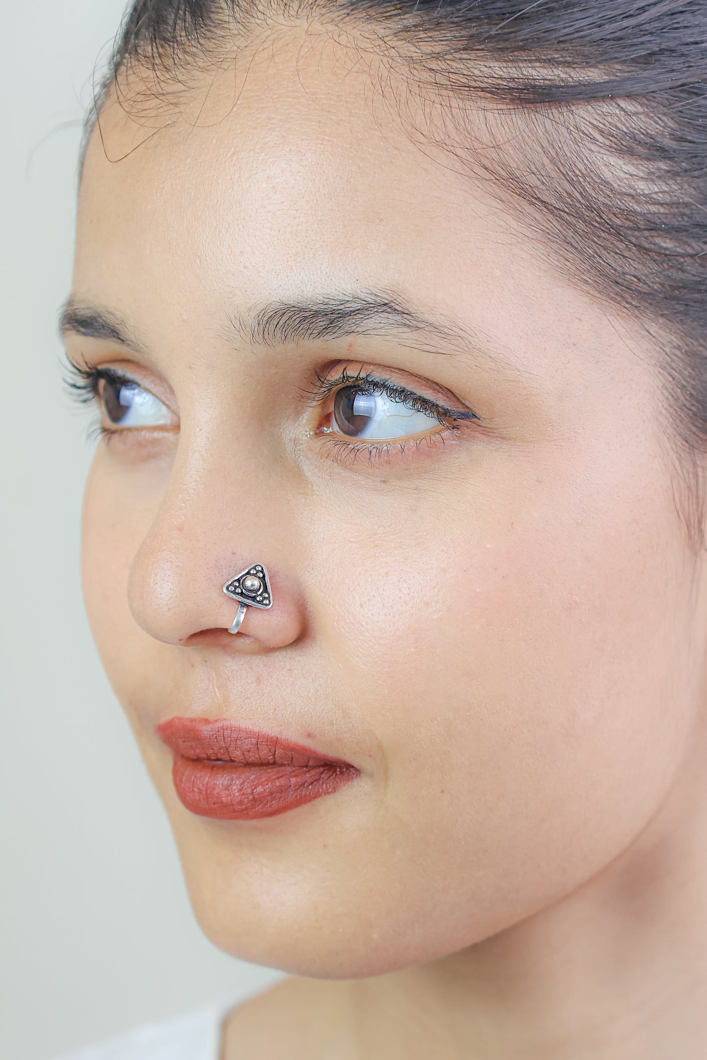 925 Silver Nosepin| Nazakat Tribal Teardrop Silver Nosepin (Clip-on)