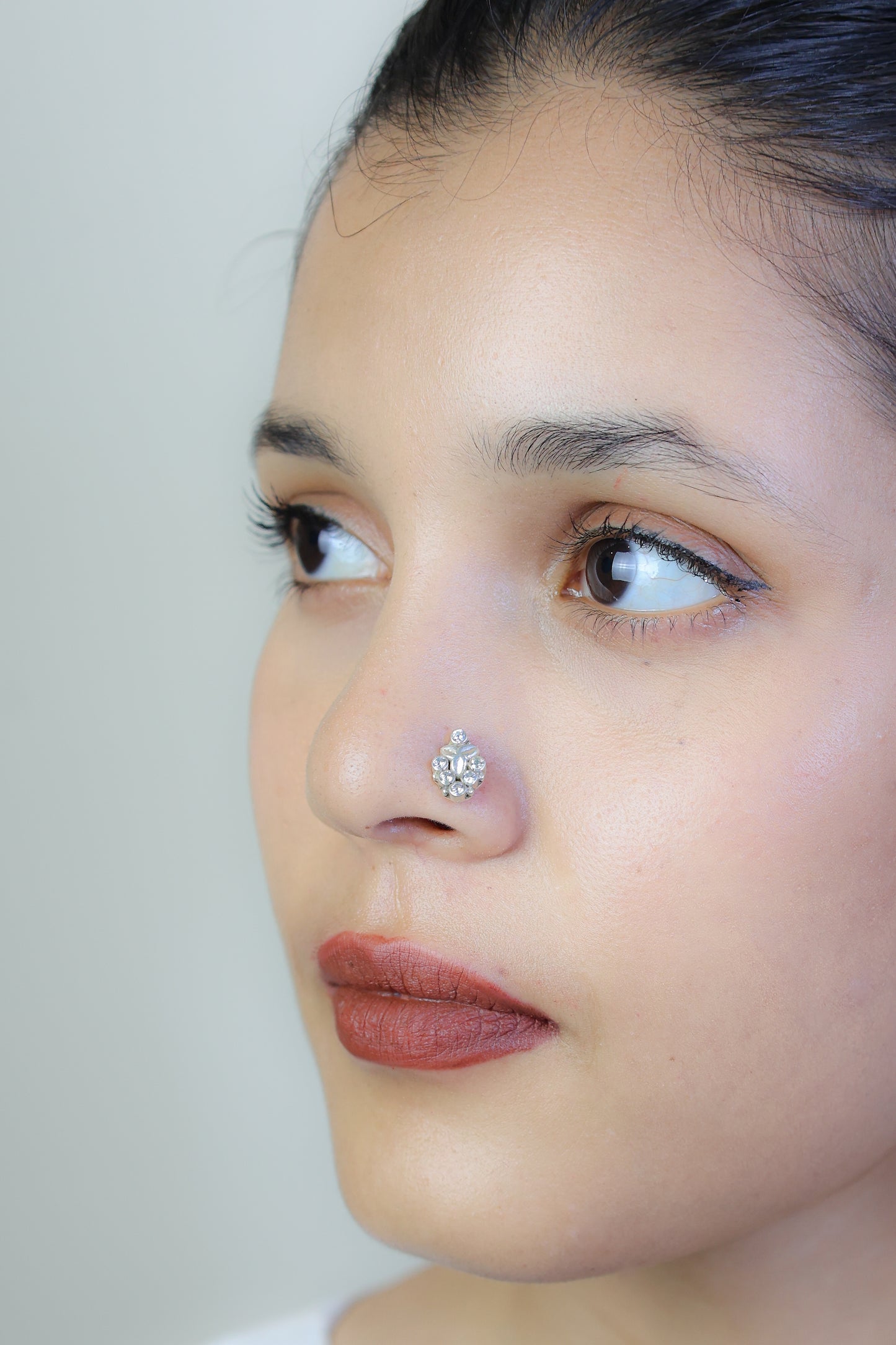 925 Silver Nosepin| Nazakat Zircon Teardrop Silver Nose-pin ( Wire)