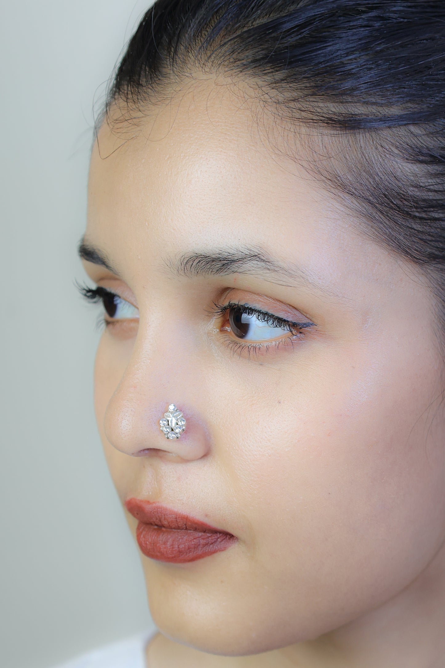 925 Silver Nosepin| Nazakat Zircon Teardrop Silver Nose-pin ( Wire)