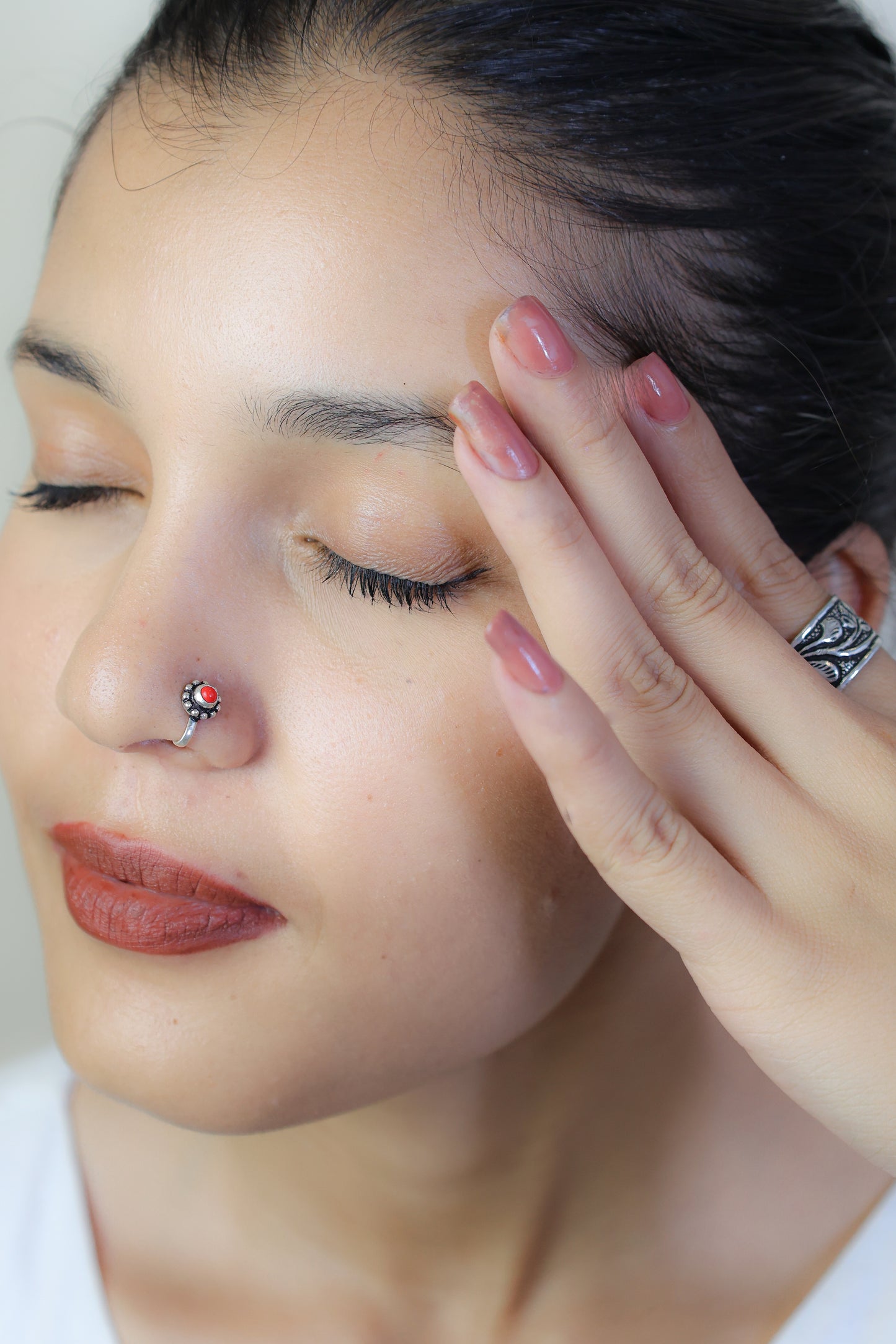 925 Silver Nosepin| Silver Daisy Flower Nosepin( Clip-on)