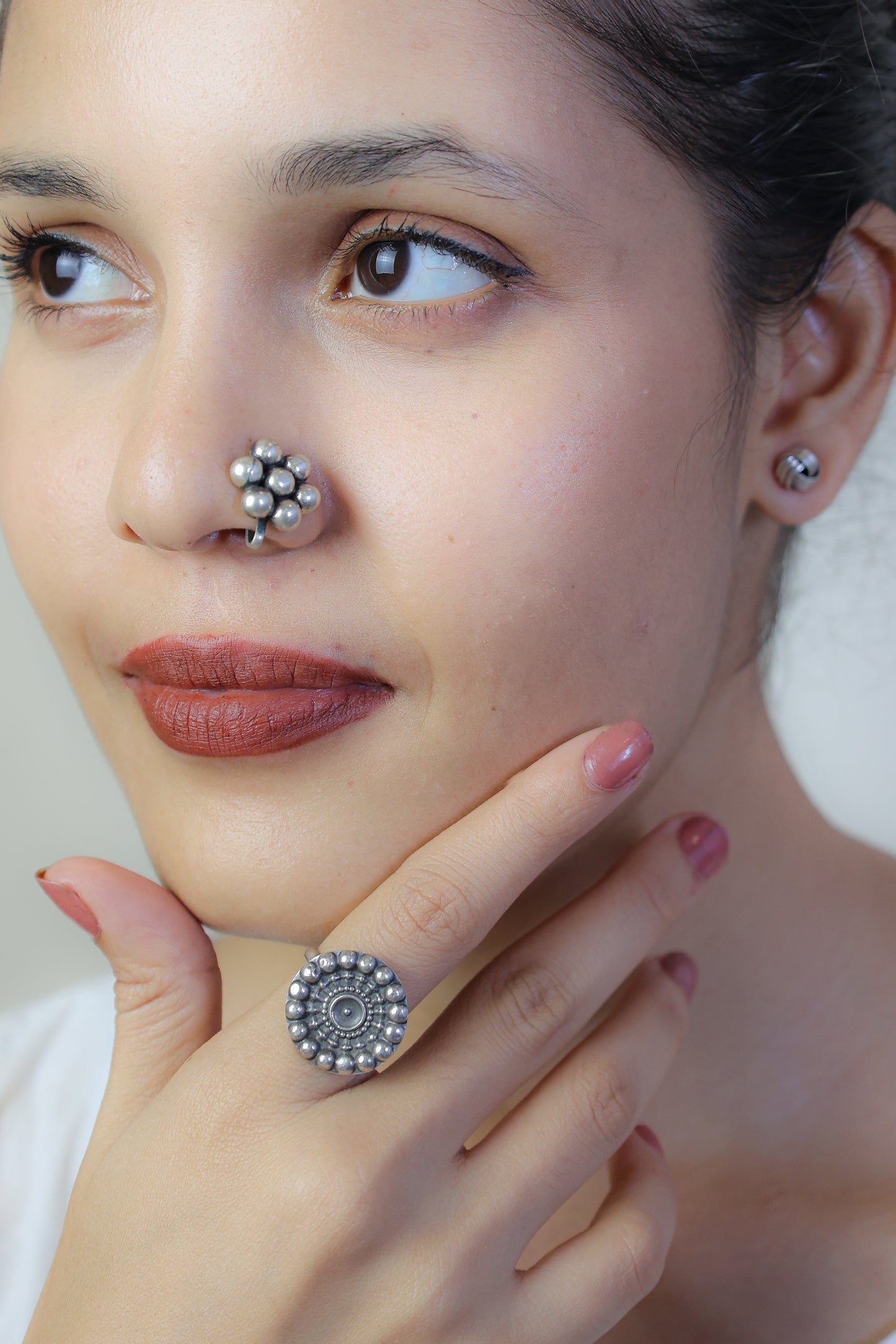 925 Silver Nosepin| Silver Daisy Flower Nosepin( Clip-on)