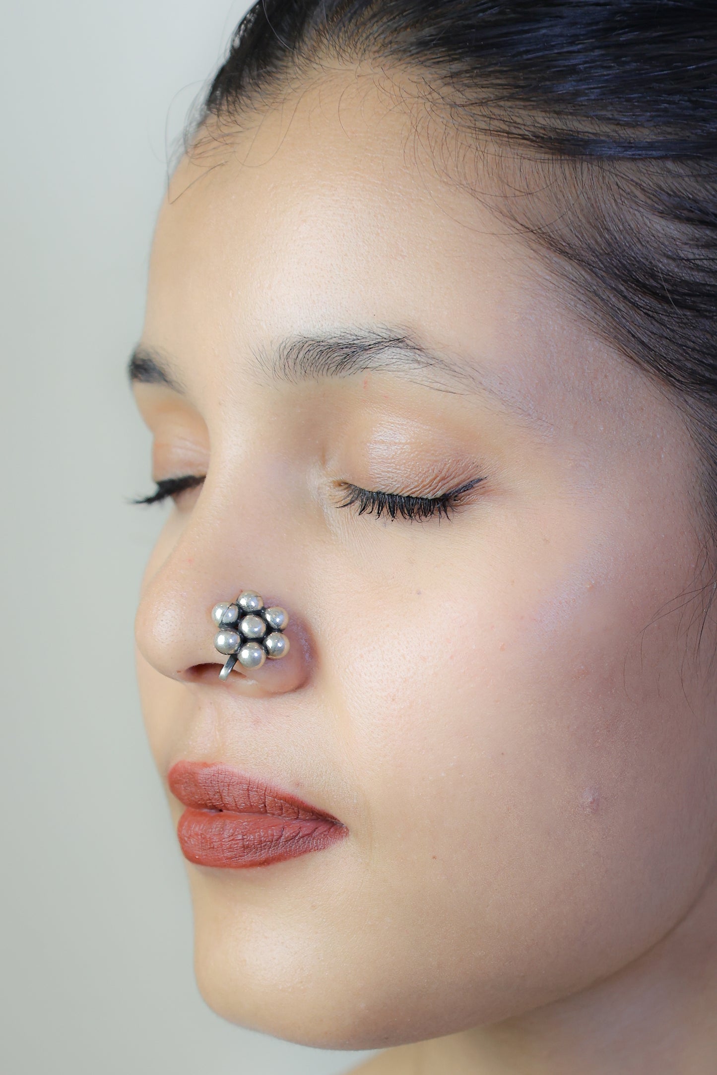925 Silver Nosepin| Silver Daisy Flower Nosepin( Clip-on)