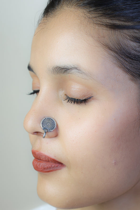925 Silver Nosepin| Nazakat Silver Chakra Nosepin( Clip-on)