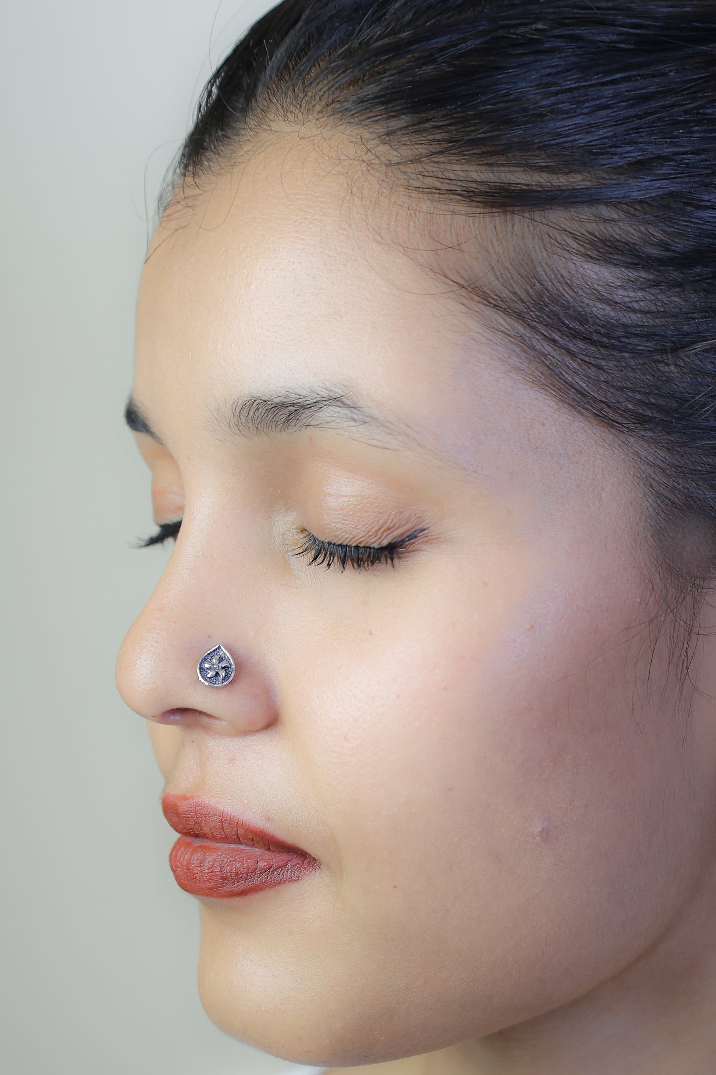 925 Silver Nosepin| Nazakat Silver Phool Teardrop Nosepin( Wire)