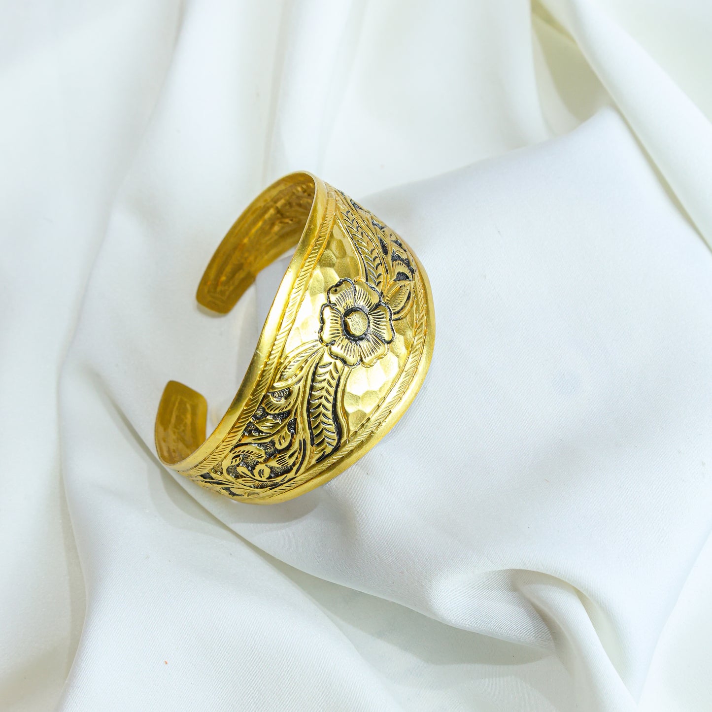 925 Silver Bangles| Noor Chitai Gold Polished Silver Adjustable Cuff