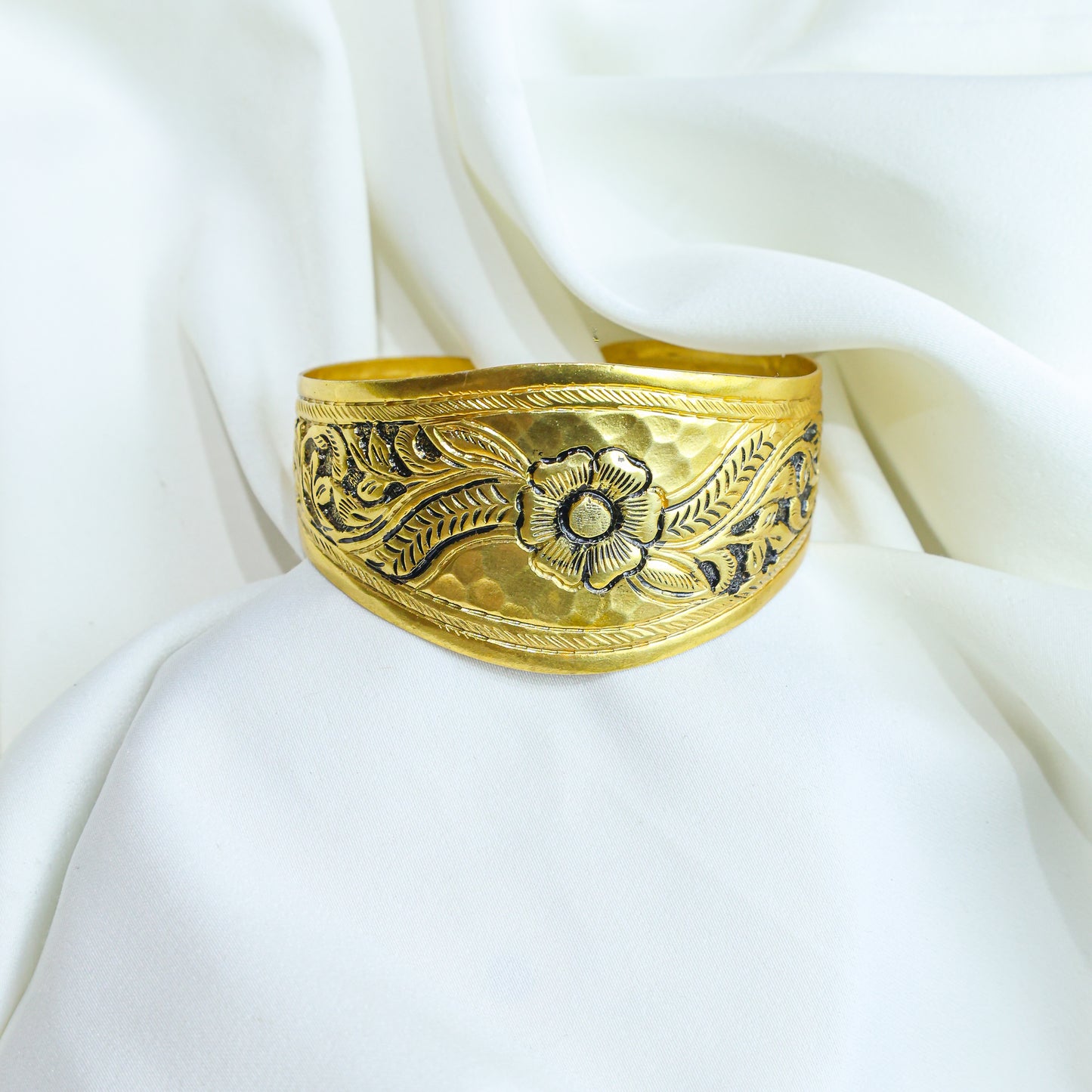 925 Silver Bangles| Noor Chitai Gold Polished Silver Adjustable Cuff