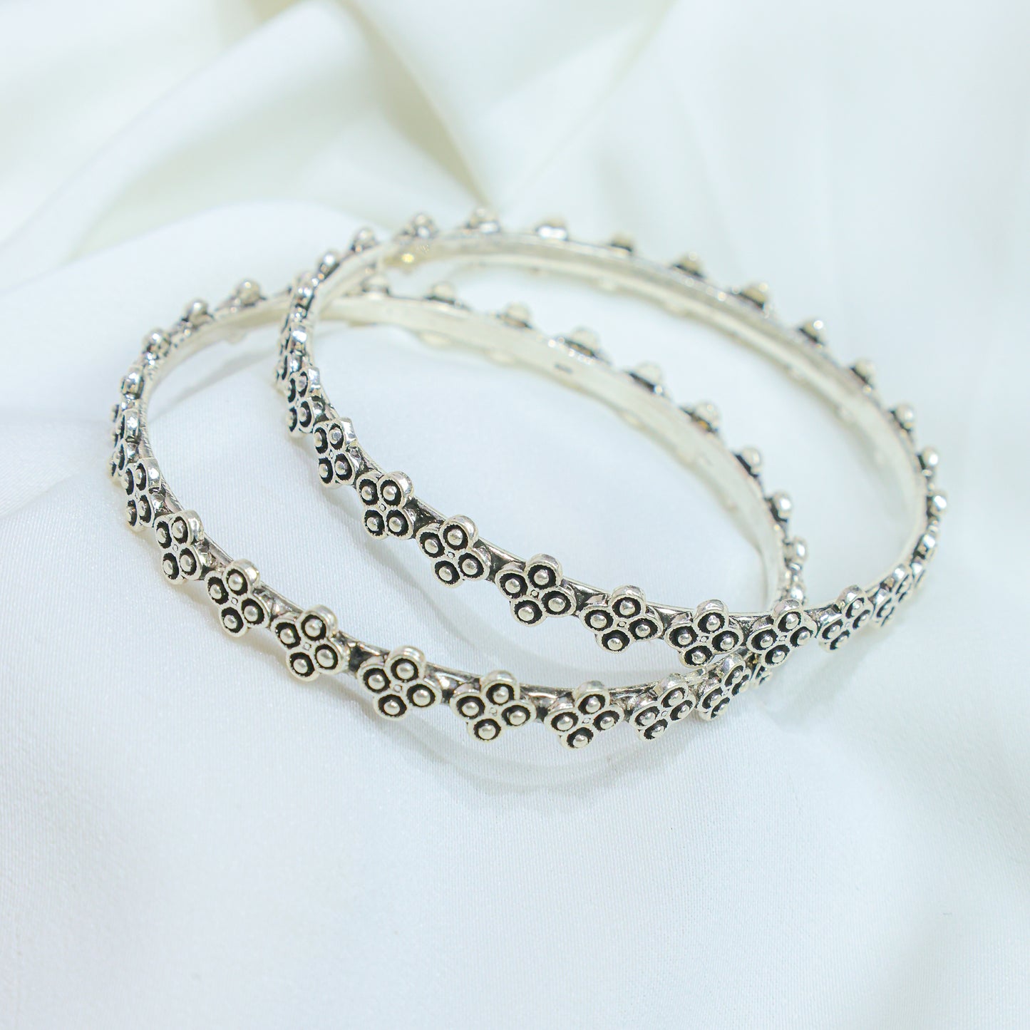 925 Silver Bangles| Moh Flower Silver Bangle( Single Piece)