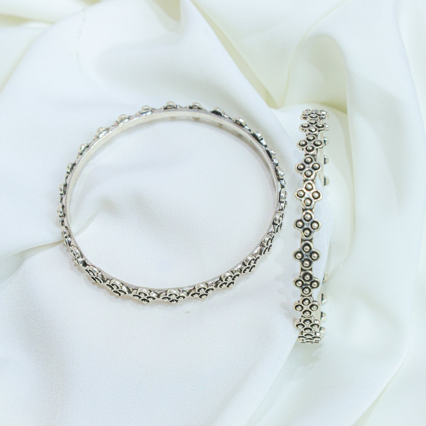 925 Silver Bangles| Moh Flower Silver Bangle( Single Piece)