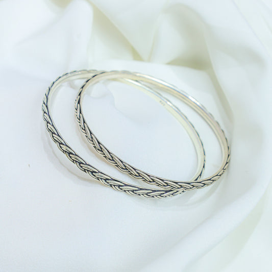 925 Silver Bangle| Moh Braid Knot Silver Bangle( Single Piece)