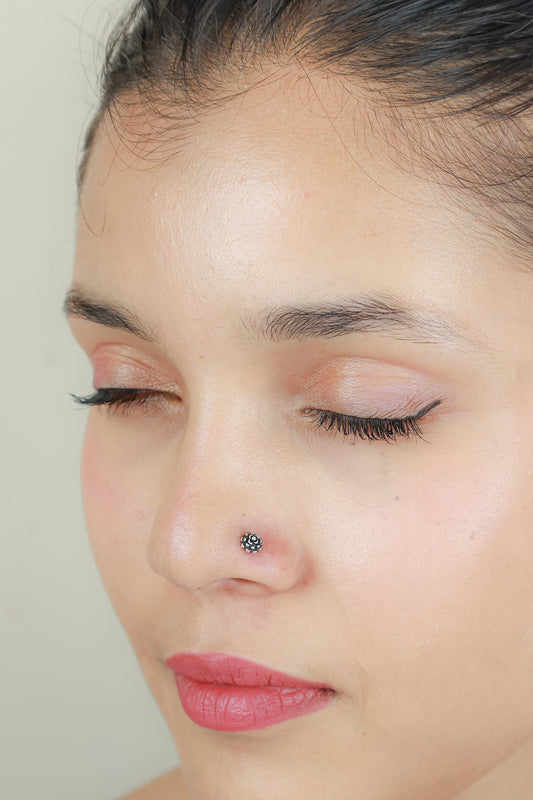 925 Silver Nosepin| Nazakat Delicate Flower Silver Nosepin