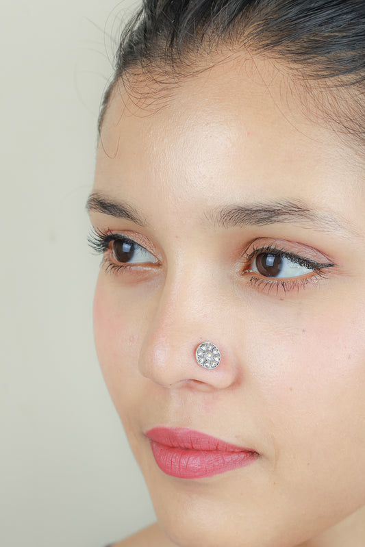 925 Silver Nosepin| Nazakat Floral Silver Nosepin