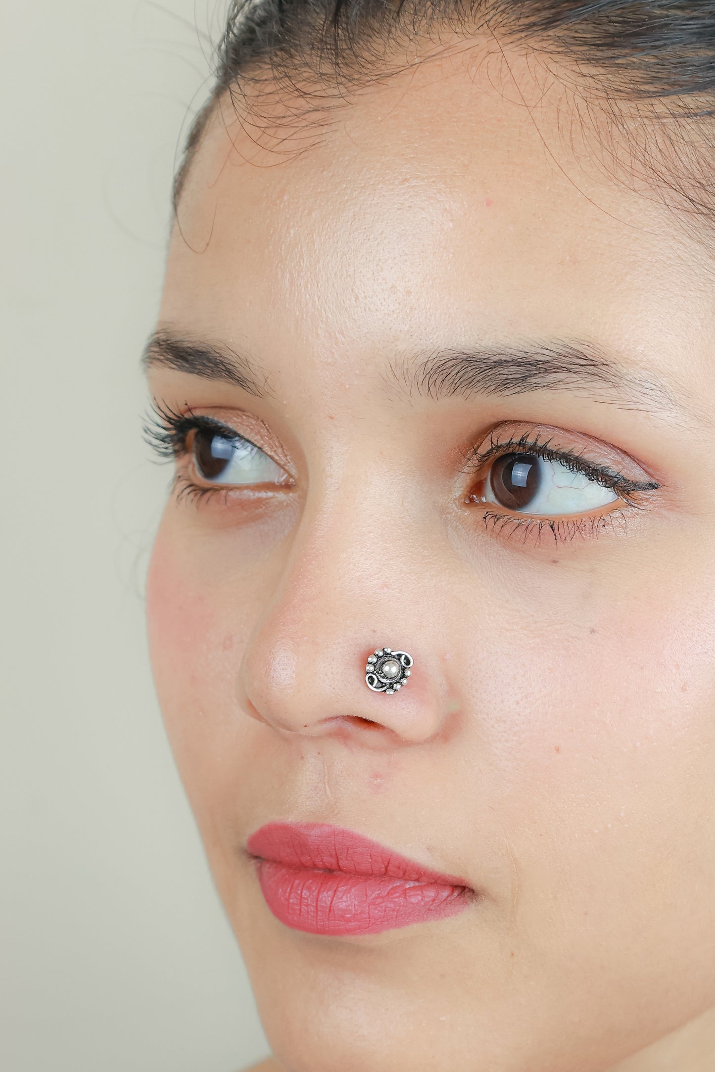 925 Silver Nosepin| Nazakat Tribal Kohar Dot Silver Nosepin