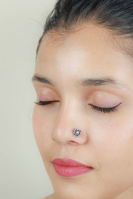 925 Silver Nosepin| Nazakat Tribal Rawa Ball Silver Nosepin