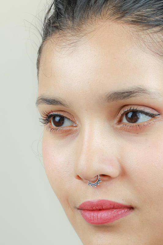 925 Silver Septum Ring| Nazakat Tribal Rawa Work Silver Septum Ring