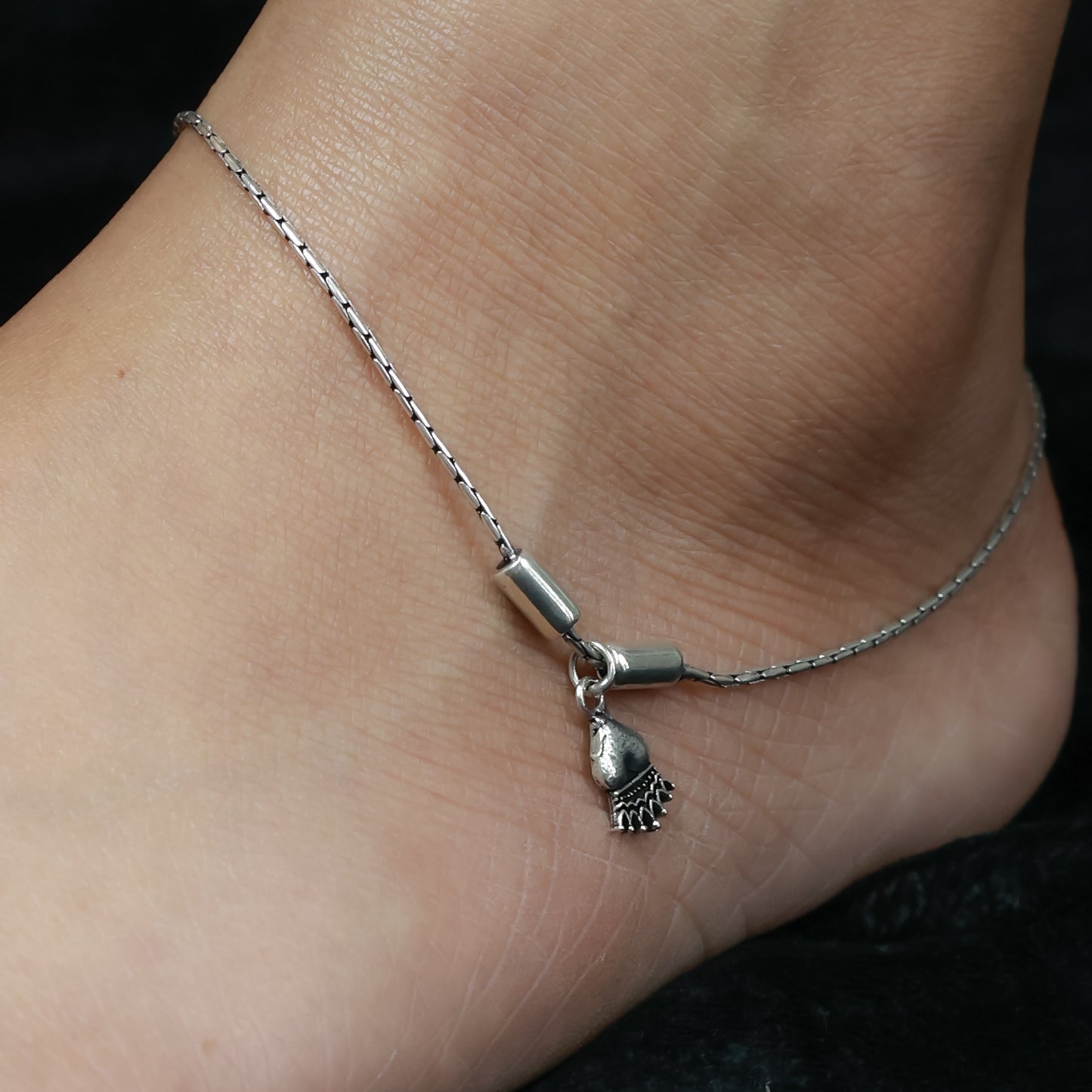 925 Silver Anklet| Nazakat Heart Silver Anklet