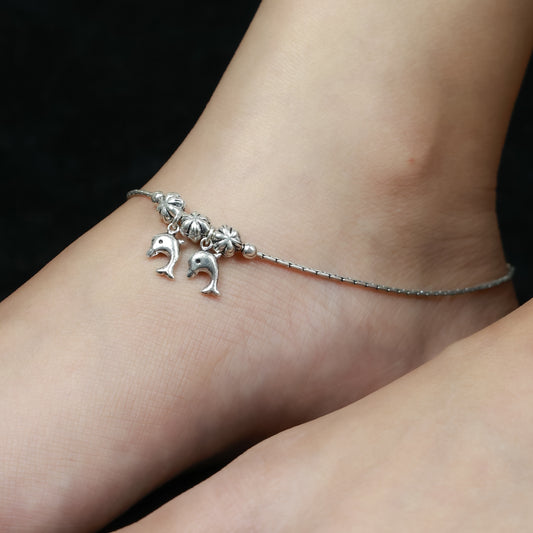 925 Silver Anklet| Nazakat Dolphin Silver Anklet