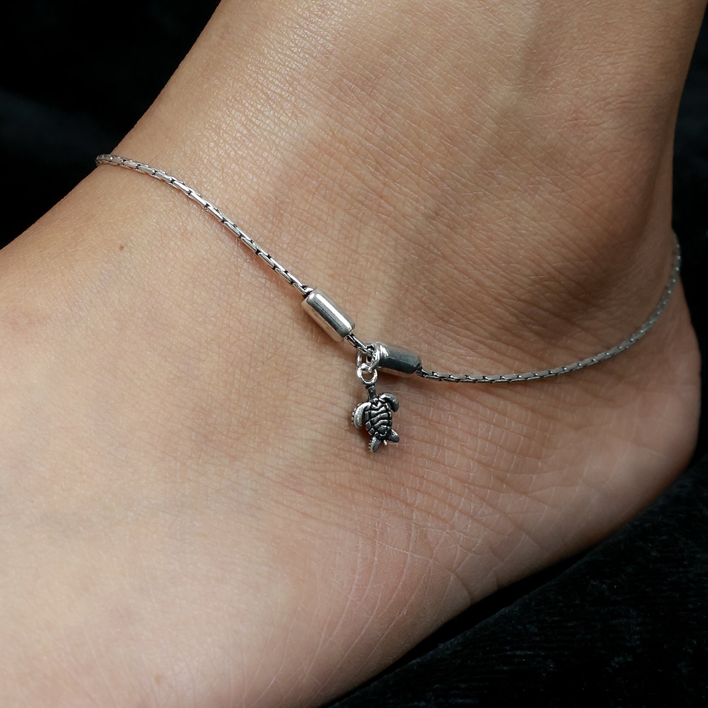 925 Silver Anklet| Nazakat Silver Turtle Anklet