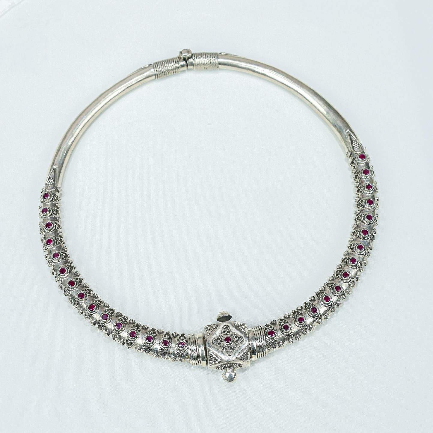 Tridha Ruby And Rawa Work 925 Silver Hasli