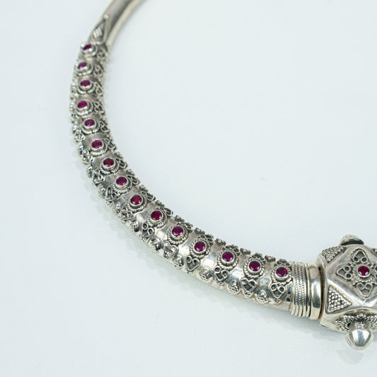 Tridha Ruby And Rawa Work 925 Silver Hasli