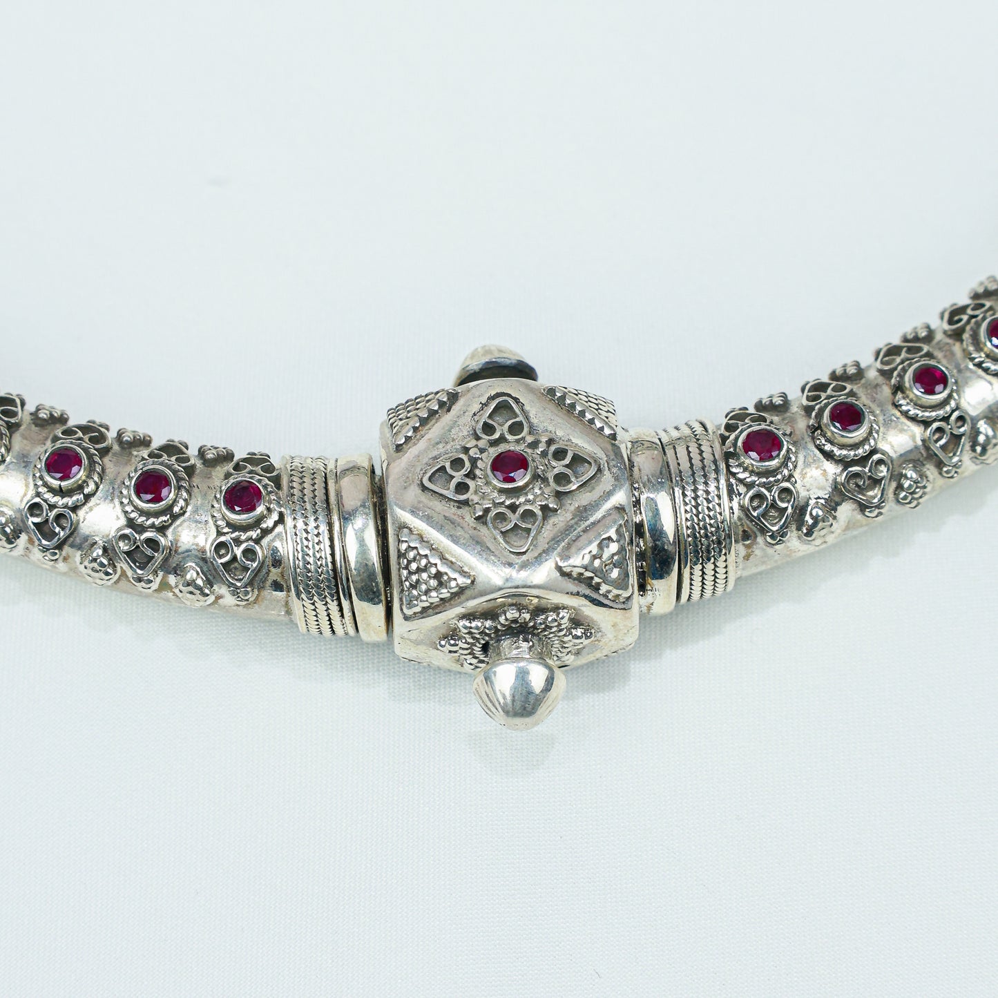 Tridha Ruby And Rawa Work 925 Silver Hasli