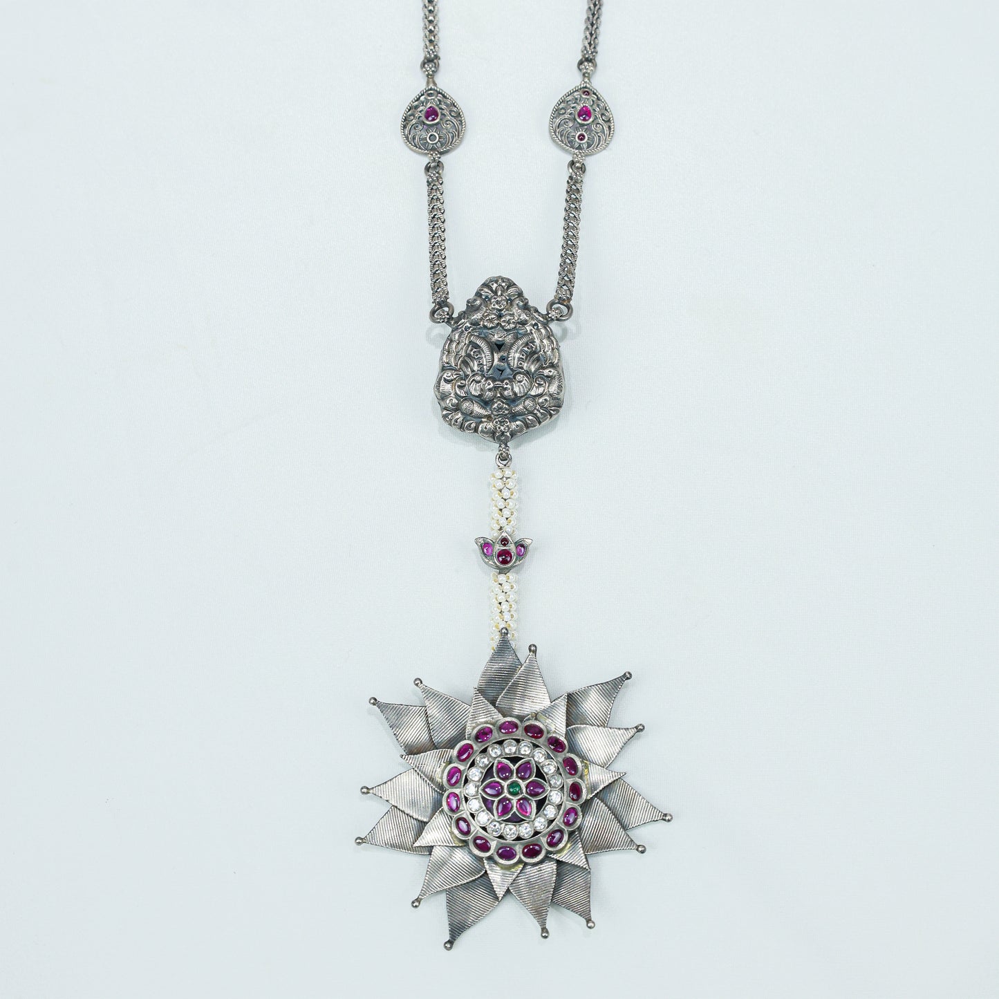 Anokhi Bloom Flower Statement 925 Silver Necklace