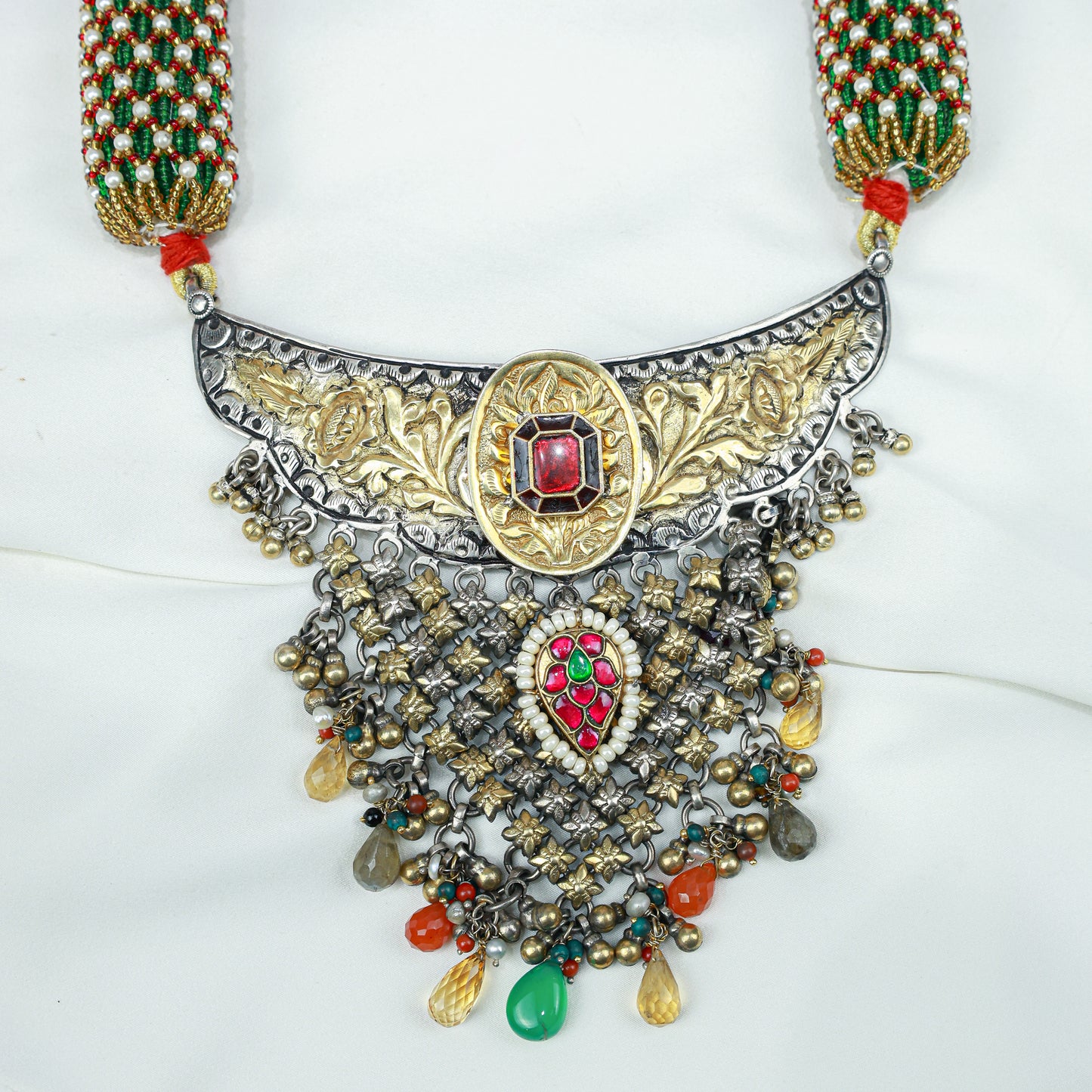 Anokhi Dual Tone Rangoli Rajputi 925 Silver Arad Necklace