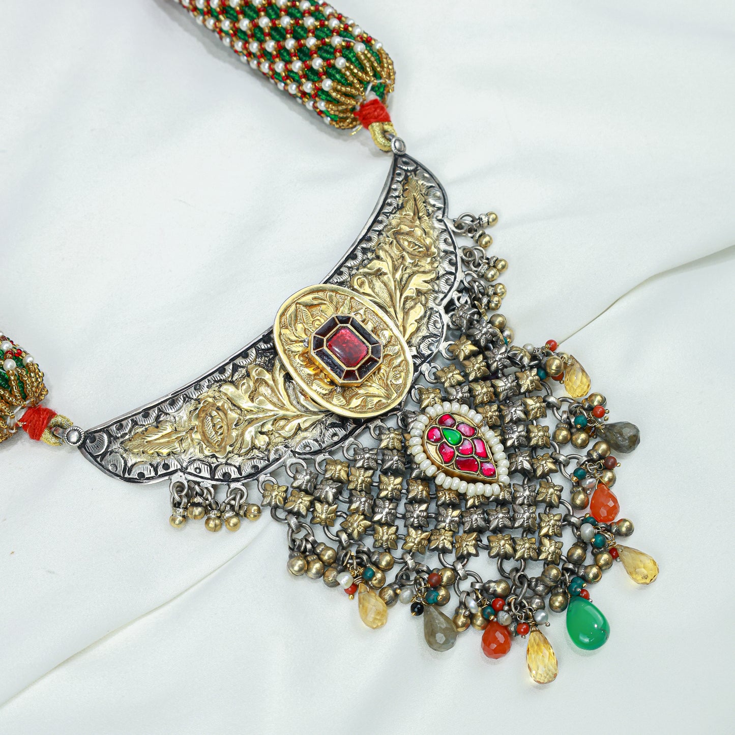 Anokhi Dual Tone Rangoli Rajputi 925 Silver Arad Necklace