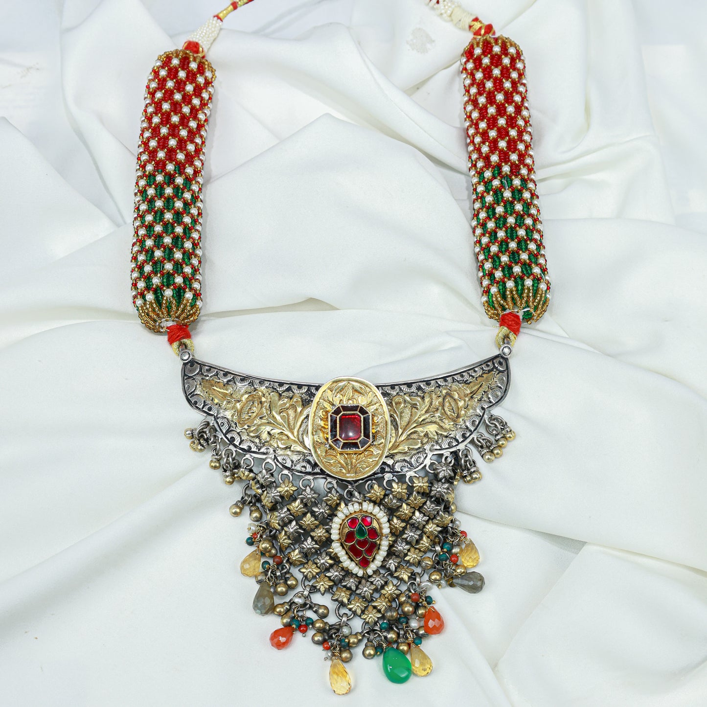 Anokhi Dual Tone Rangoli Rajputi 925 Silver Arad Necklace