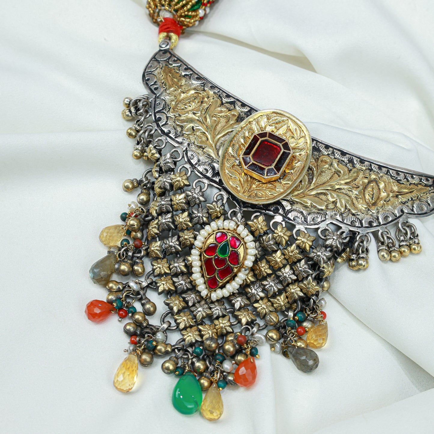Anokhi Dual Tone Rangoli Rajputi 925 Silver Arad Necklace