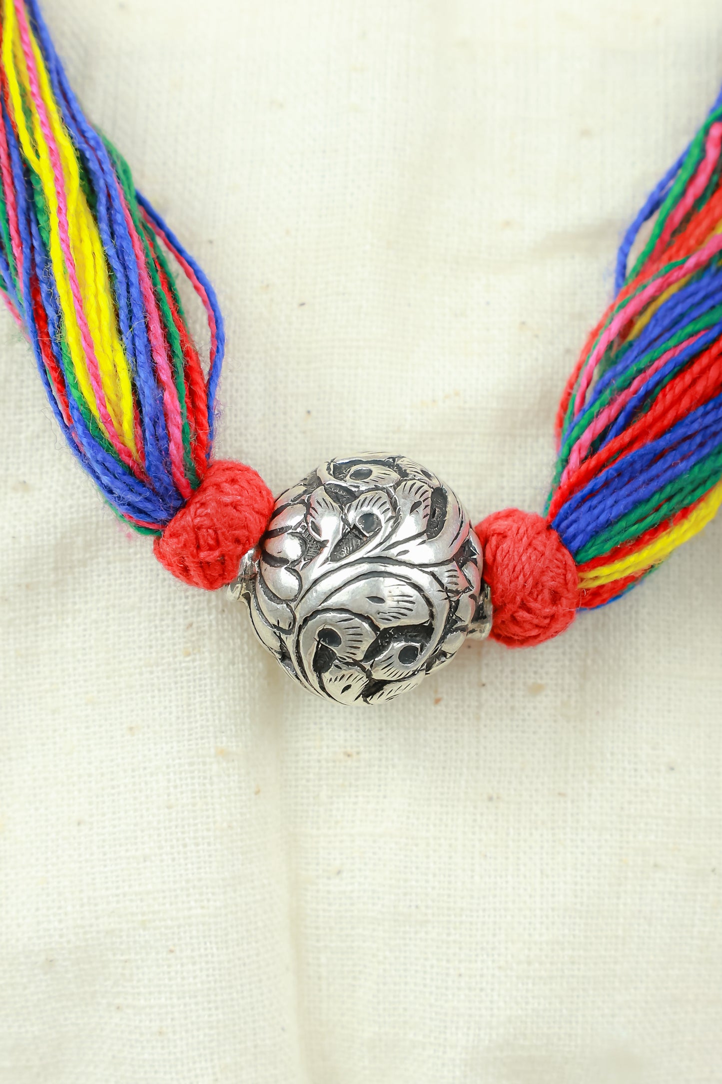 Noor Chitai Ball Multi Colour 925 Silver Necklace With Doori