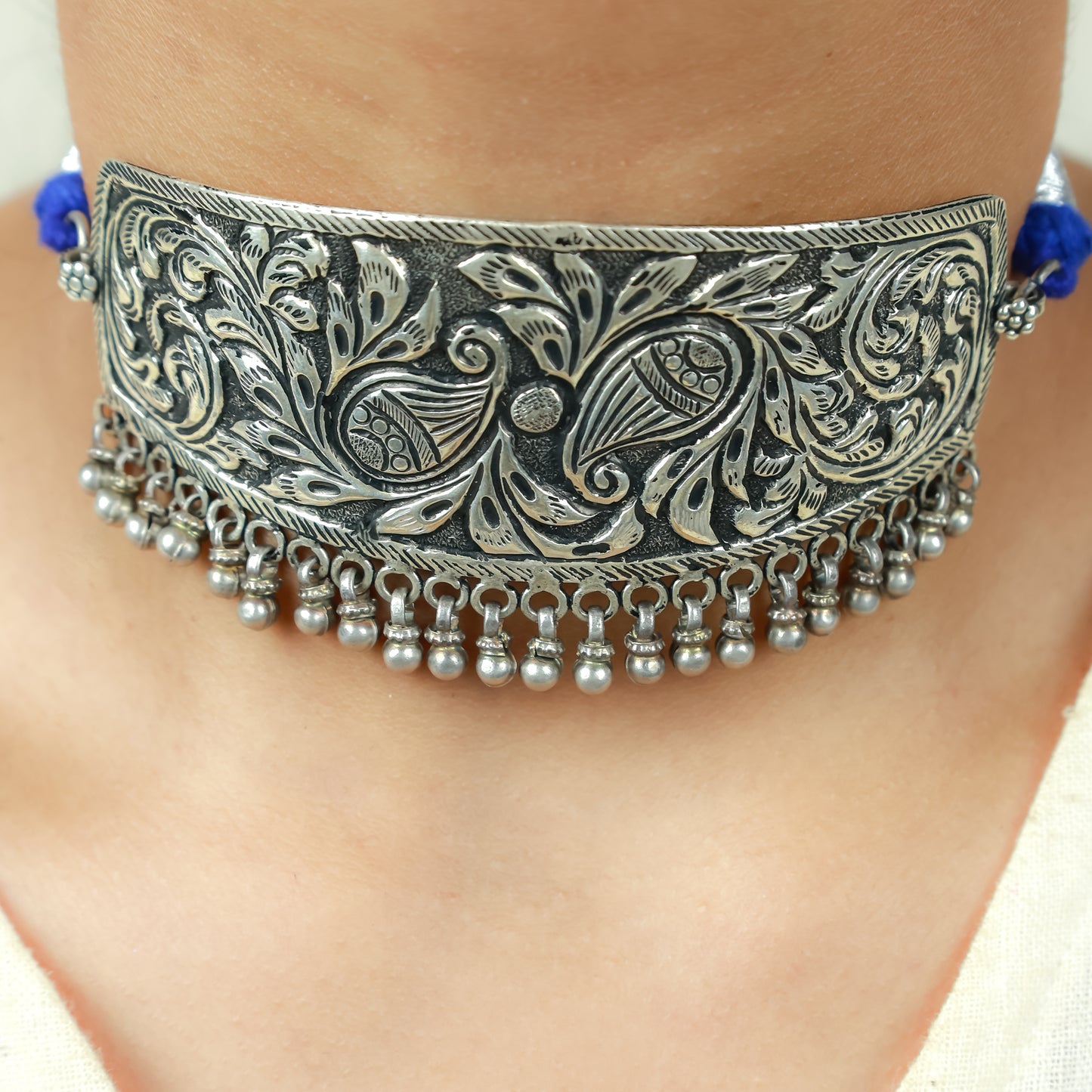 Noor Paisley Motif Chitai 925 Choker Necklace