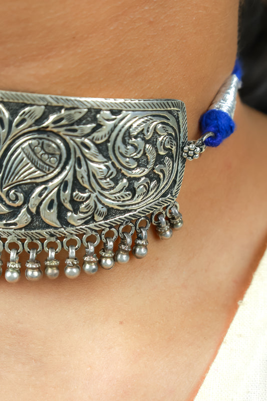 Noor Paisley Motif Chitai 925 Choker Necklace