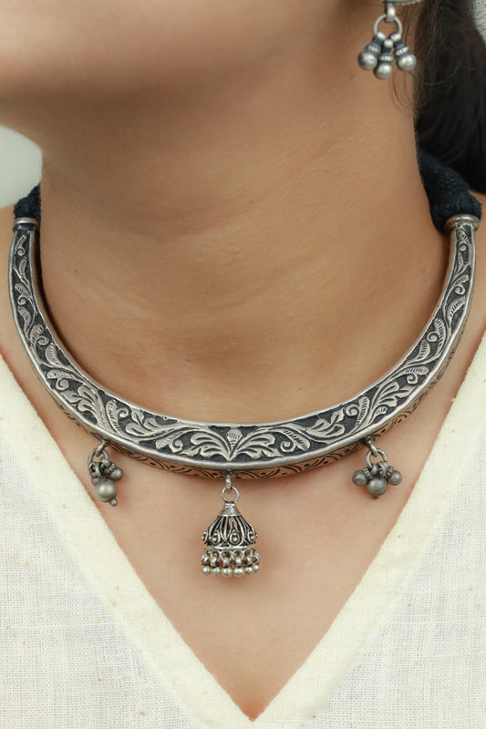 Noor Phool Pati 925 Silver Necklace With Tinkling Ghungroo