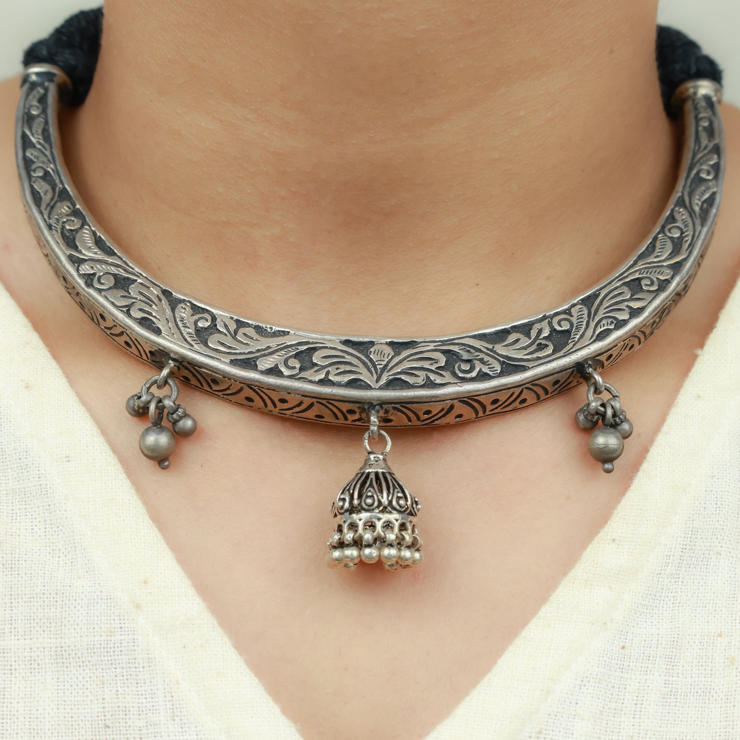 Noor Phool Pati 925 Silver Necklace With Tinkling Ghungroo