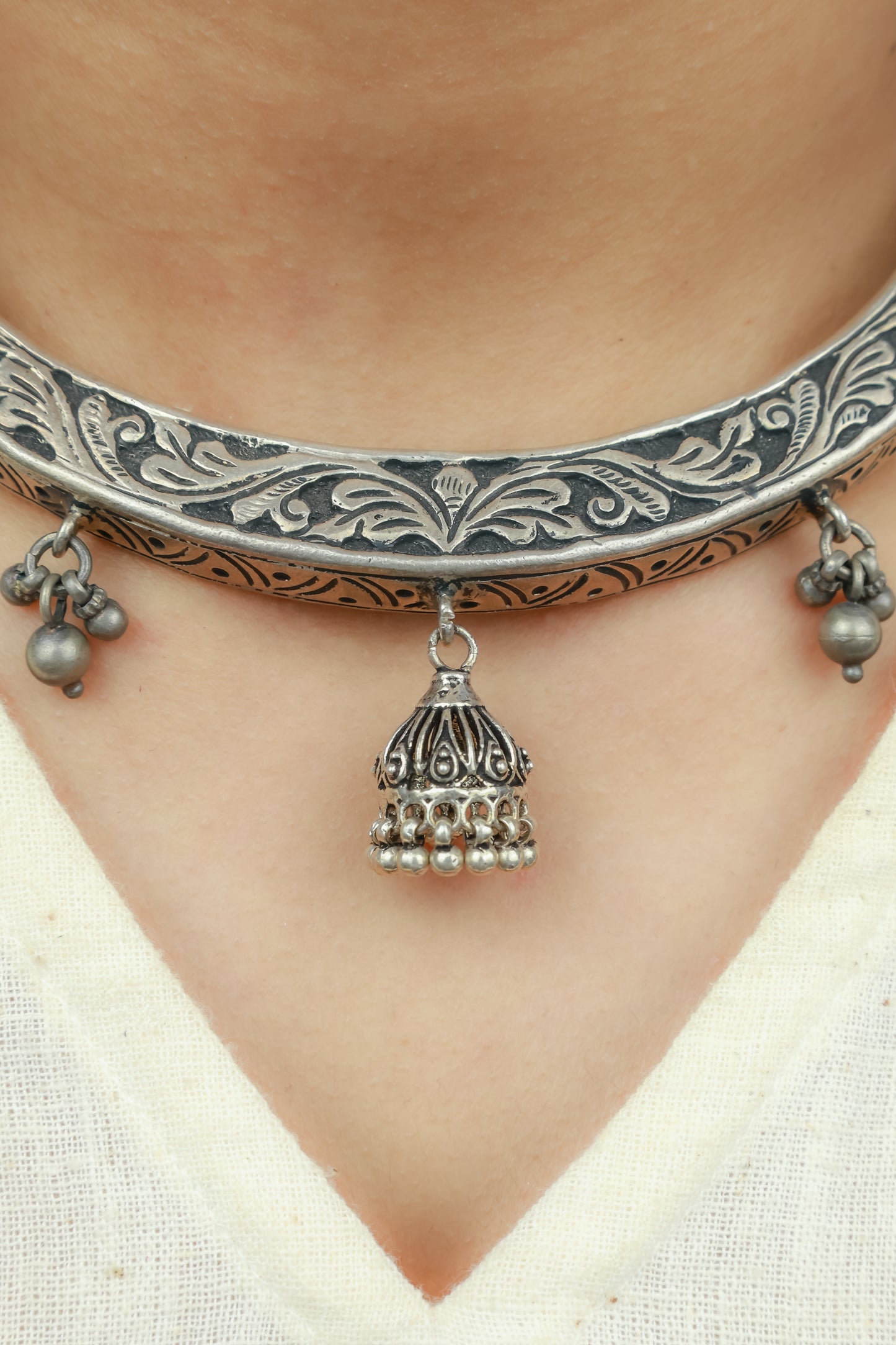Noor Phool Pati 925 Silver Necklace With Tinkling Ghungroo