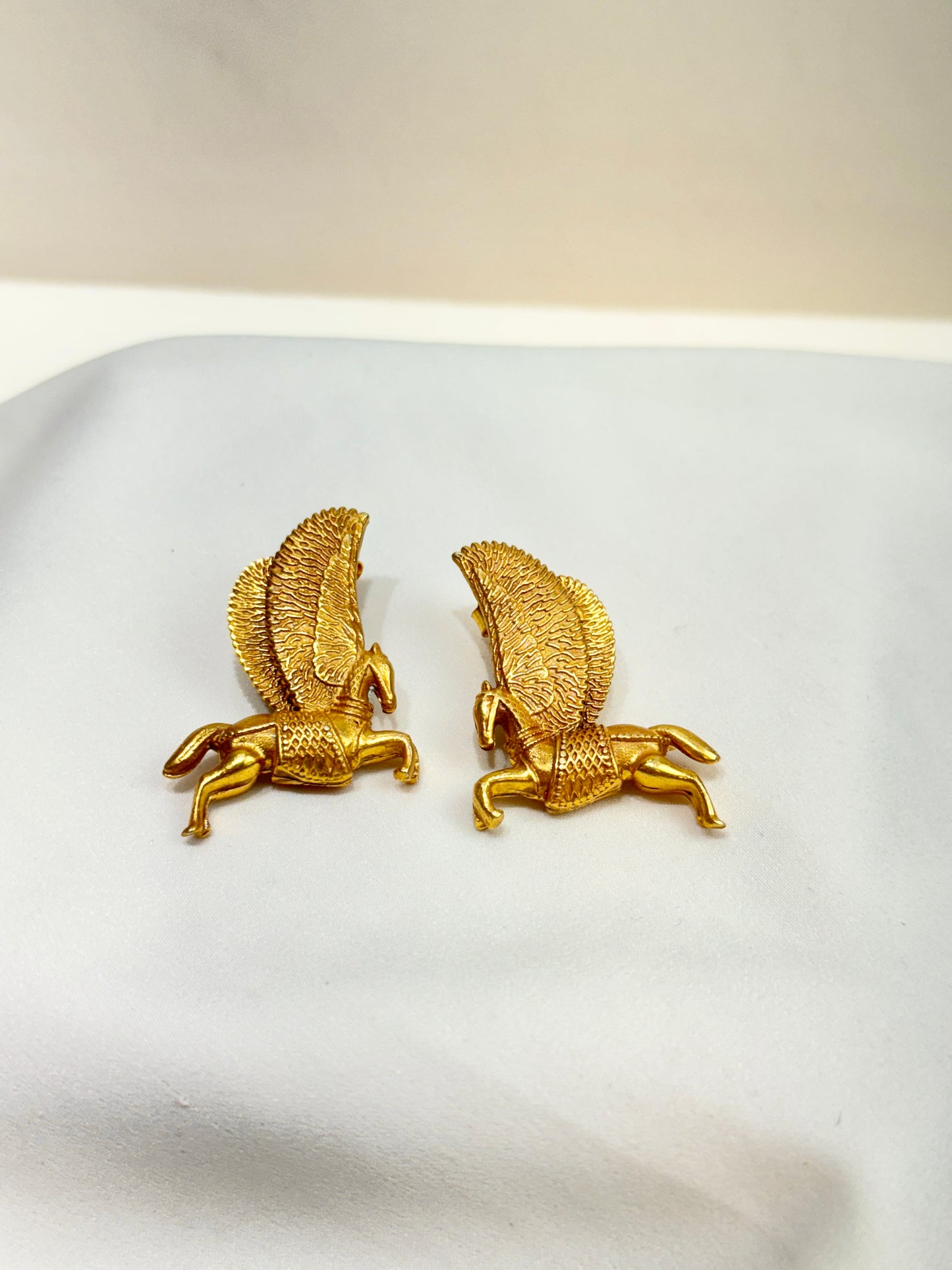 925 Silver Earrings| Gold Polished Pegasus Silver Earrings