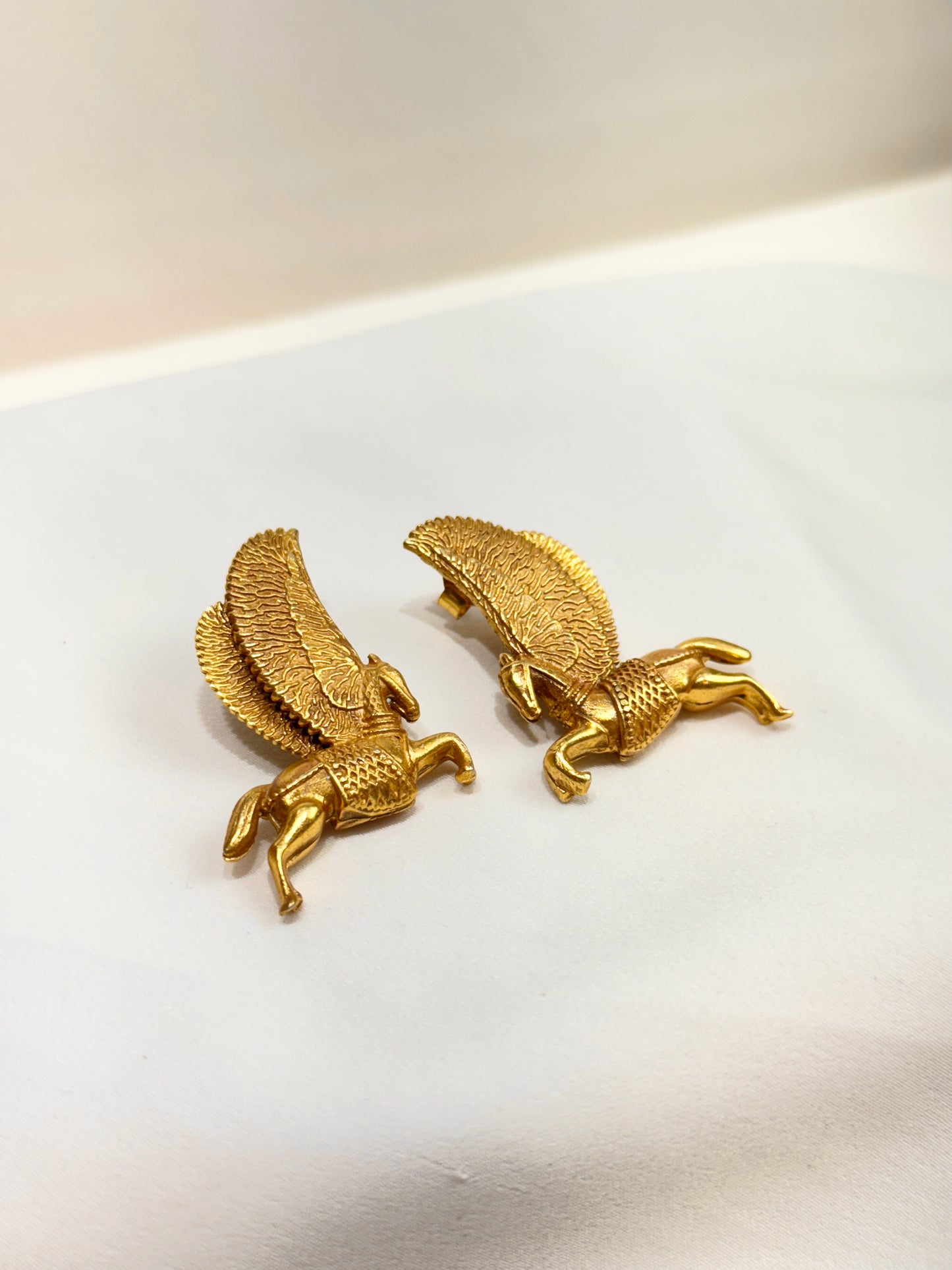 925 Silver Earrings| Gold Polished Pegasus Silver Earrings